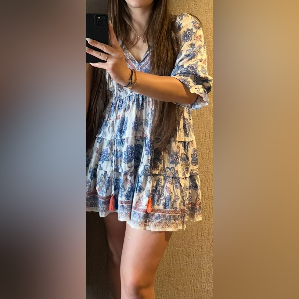 Angie Blue And White Paisley Dress
